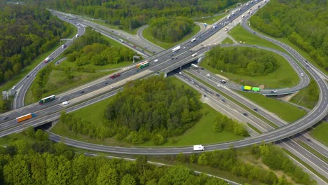 aerial view of autobahn beside stuttgart