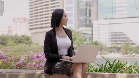 businesswoman working outdoors