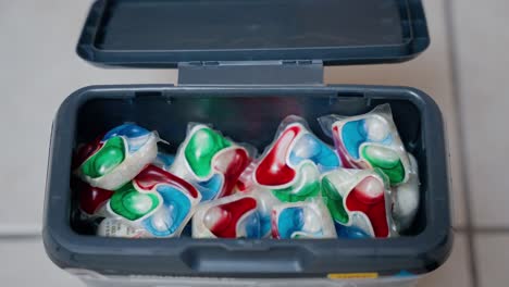 Detergent-Tablet-Dishwasher-Close-Up-Top-View-Colorful-Capsule
