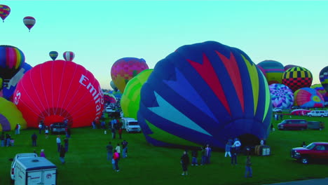 time lapse shot of balloons filling and rising at the albuquerque balloon festival