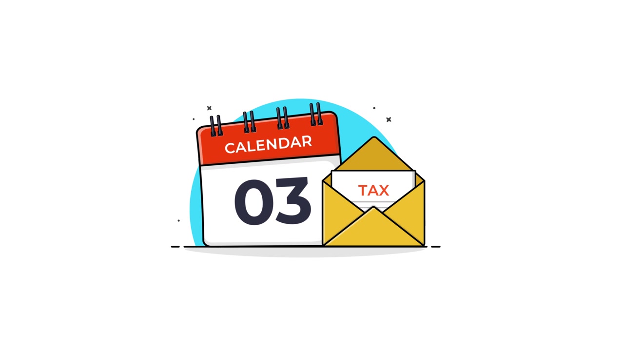 Animeret kalender og skatteformular i konvolut-illustration