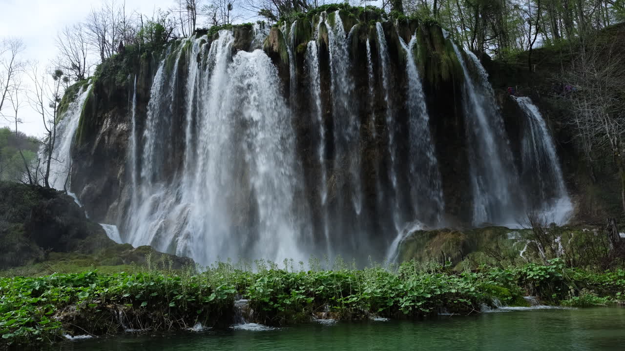 Large Waterfalls in Plitvice Lakes National Park, Lower Perspective