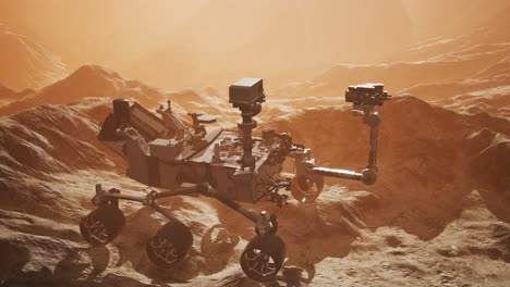 curiosity mars rover exploring the surface of red planet. elements of this image furnished by nasa