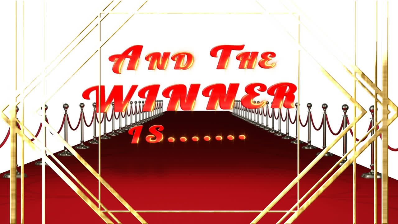 금색 패턴의 애니메이션과 텍스트와 승자는, 빨간 카 ⁇  장소,  ⁇ 색에 있습니다