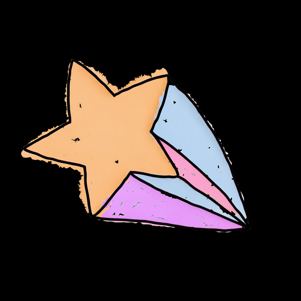 Colorful shooting star illustration animation isolated asset, transparent 4K video, alpha channel