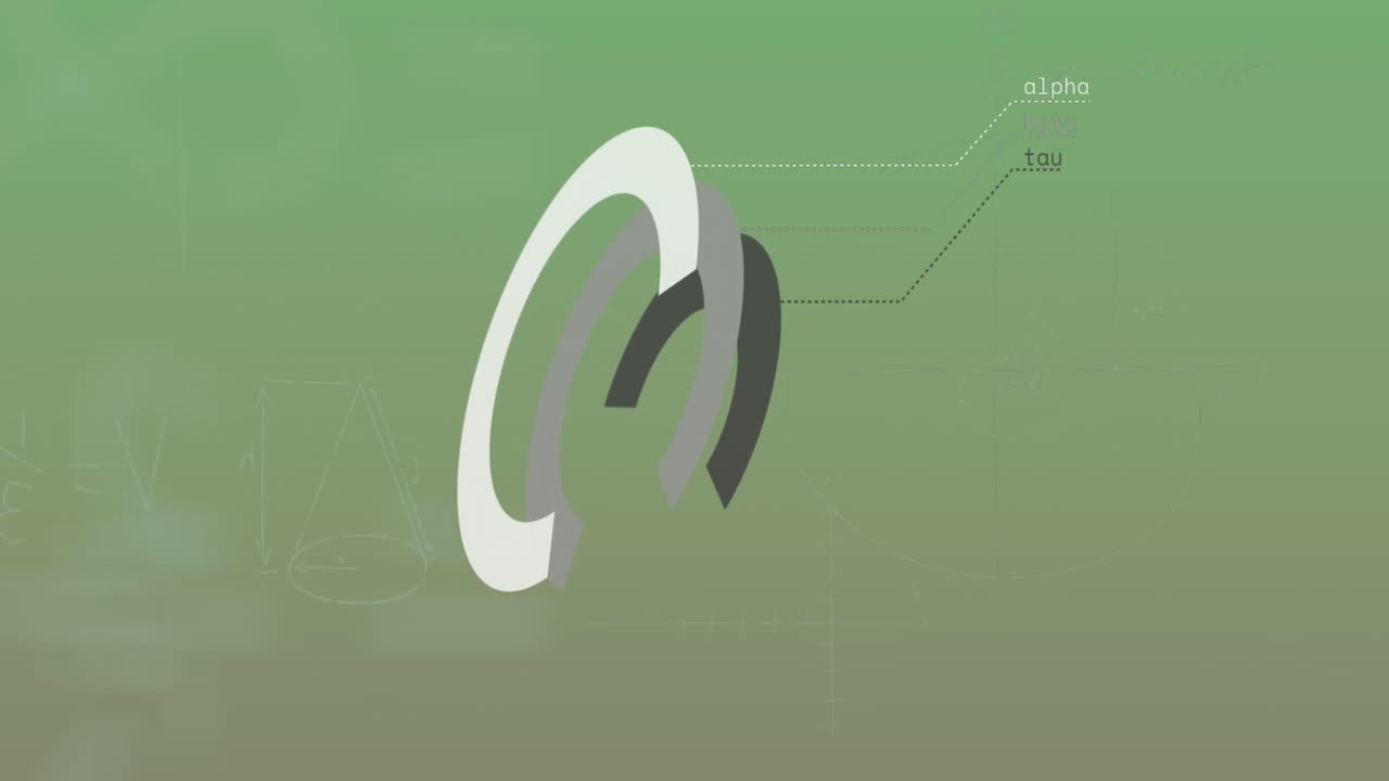 Animazione di equazioni matematiche su cerchi su sfondo verde