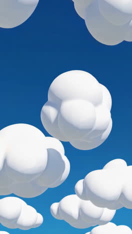 fluffy cartoon clouds in a bright blue sky