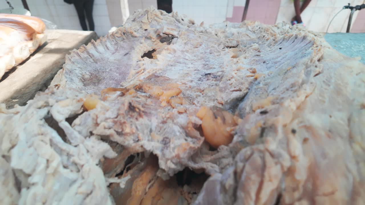 Salt-dried caiman meat in Apure, Venezuela, earthy and rustic mood