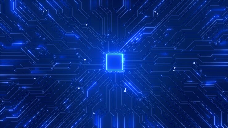 Processore CPU 4K 3D in avvio, accensione, esplosione di circuito, esplosione di energia digitale