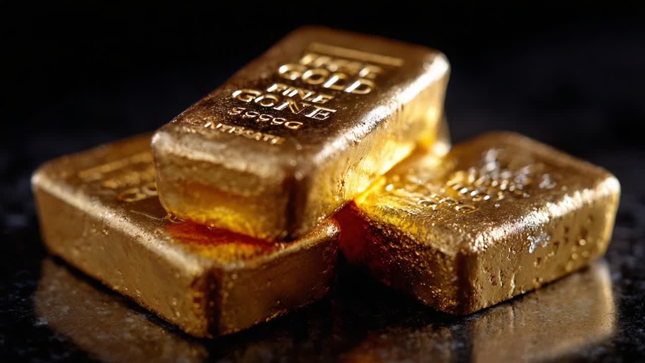 Gleaming Gold Bars: A Close-Up of Luxurious Ingots Showcasing Their Brilliant Shine, Perfect for Affluent Collectors and Investors in Precious Metals