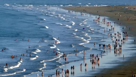 aerial view of the english beach, canary islands.time lapse.