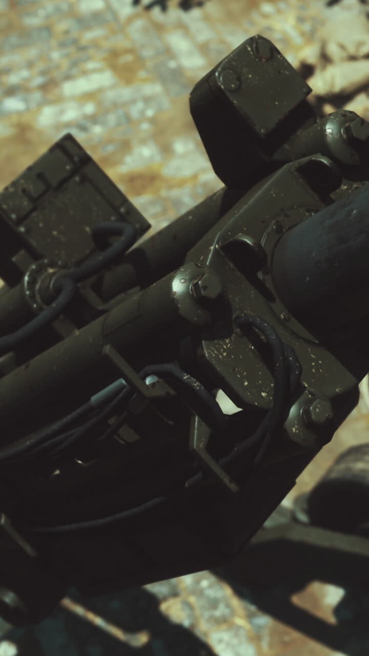 Artiglieria militare posizionata sul campo di battaglia durante un momento di tensione.