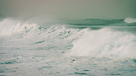 grandes olas verdes llegan a la costa de hawaii a cámara lenta