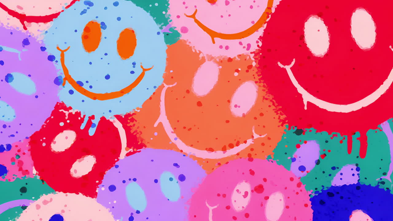 Vibrant and Playful Abstract Smiley Face Pattern