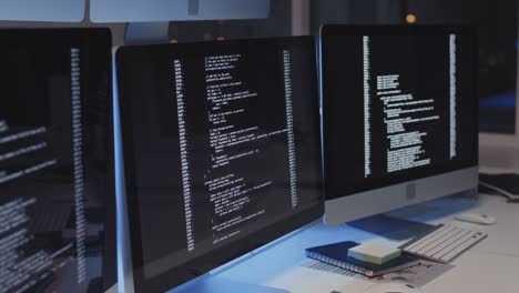 Program Running on Computer in Night Office
