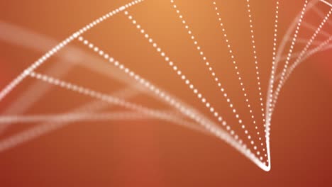 animación de la macro de la cadena de adn girando en el fondo naranja.