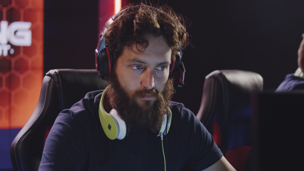 Focused Gamer in a Gaming Tournament