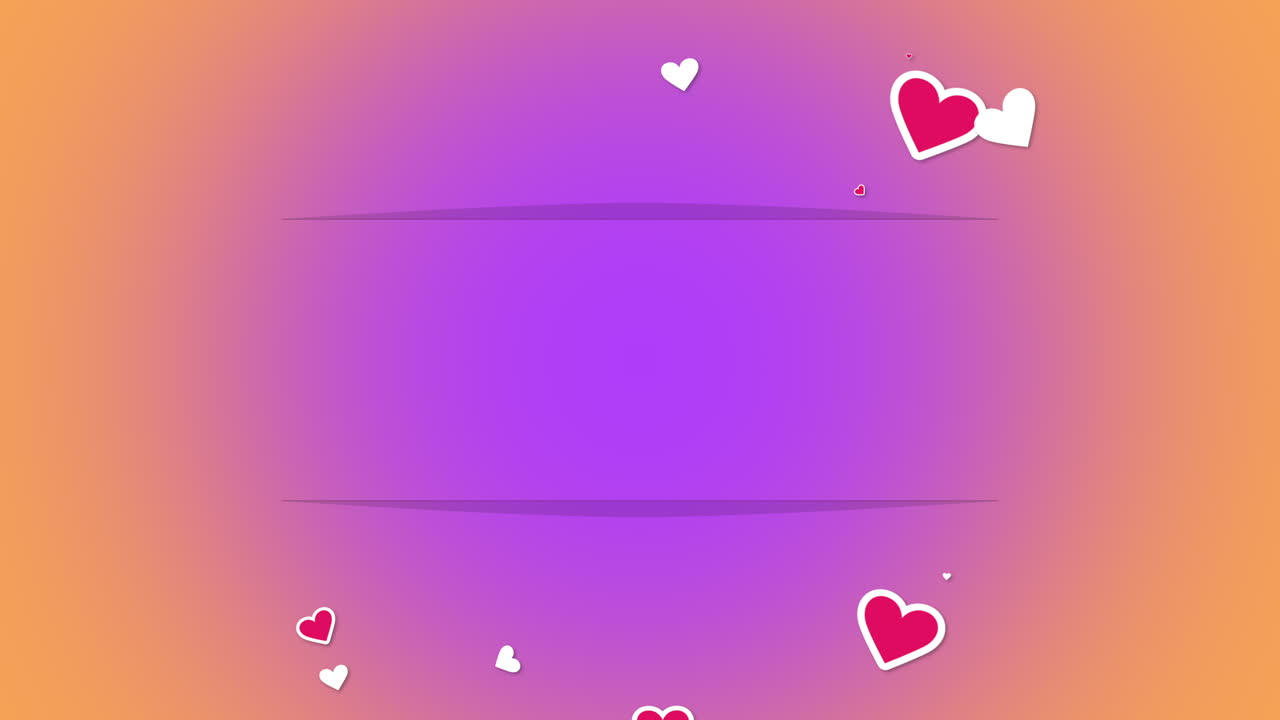 보라색과 노란색 그라데이션에 빨간색 하트 비행