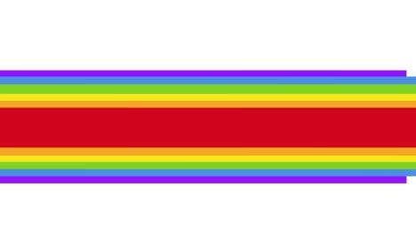 animation of pride text over rainbow stripes