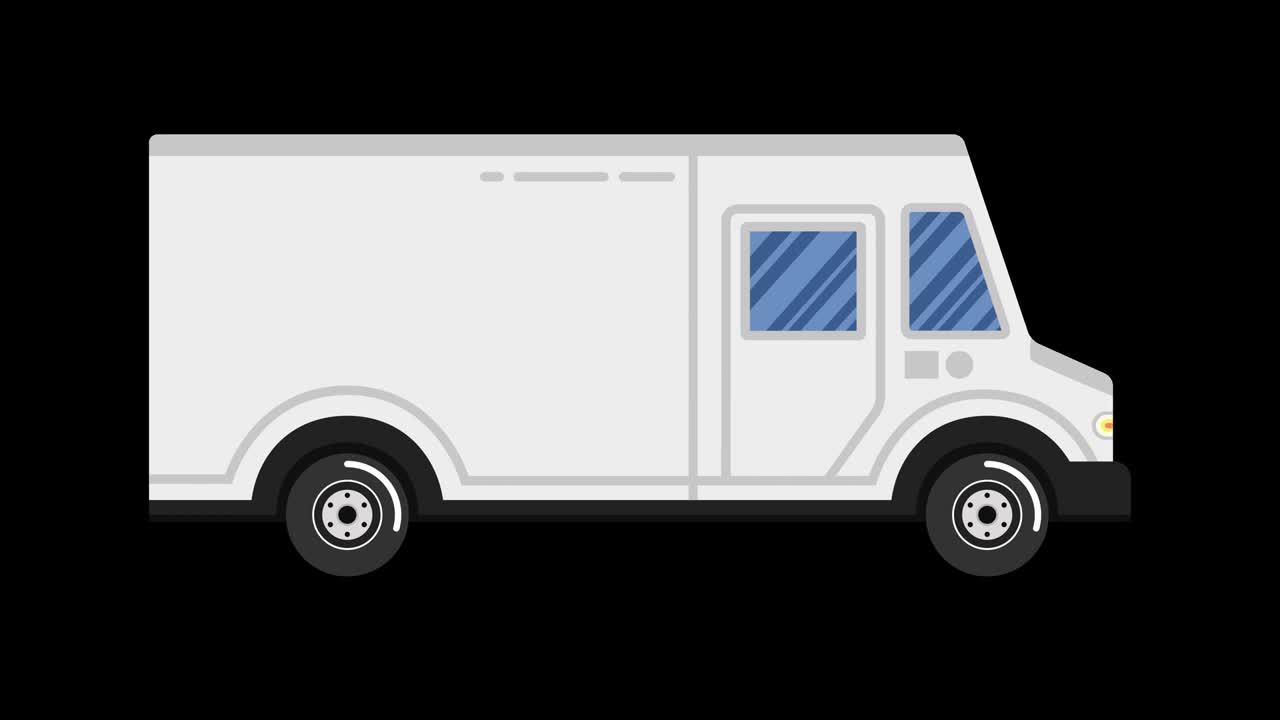자동차 애니메이션, 상업용 화물 밴, 알파 채널과 함께 루프 애니메이션, 4k 해상도