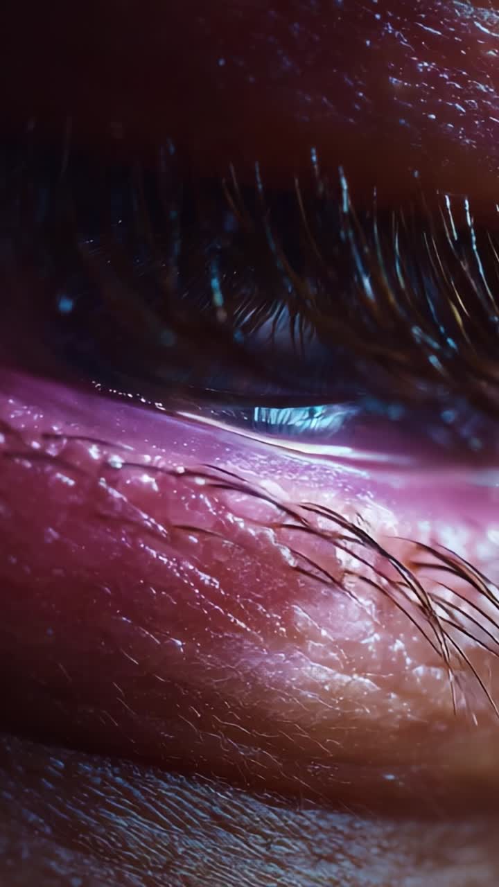 Close-up of a Human Eye: Exploring the Intricate Details of Eyelashes, Skin Texture, and Reflections Captured in a Macro Shot