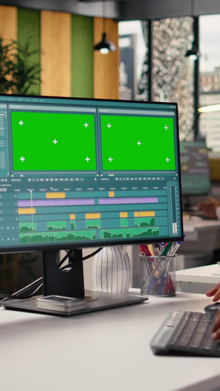 Vertical Video Green Screen, Ai-Generated Mars Visuals, Worker Interacts With Chatbot