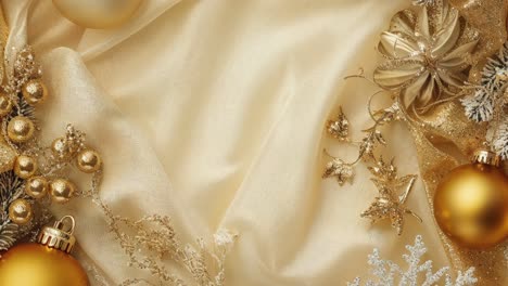 elegant gold christmas decor on draped fabric