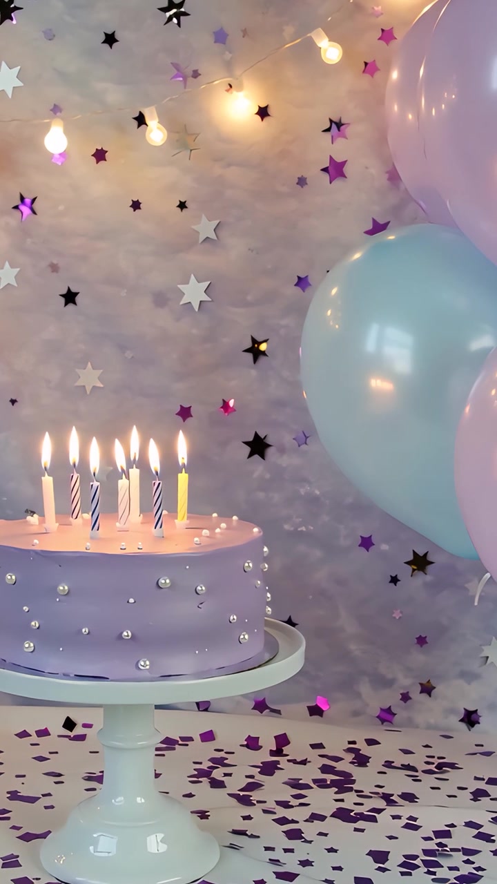 Balonlu doğum günü arka planı 4K