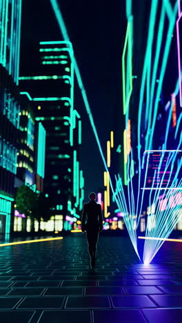 futuristic cyberpunk cityscape with augmented reality interface
