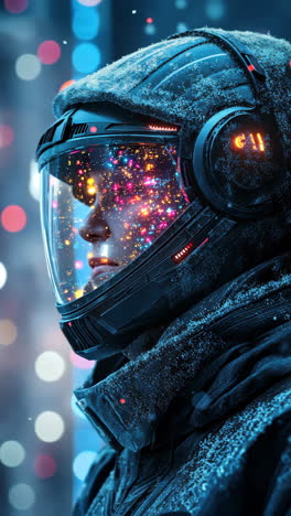 astronaut in a futuristic environment with vibrant cosmic elements