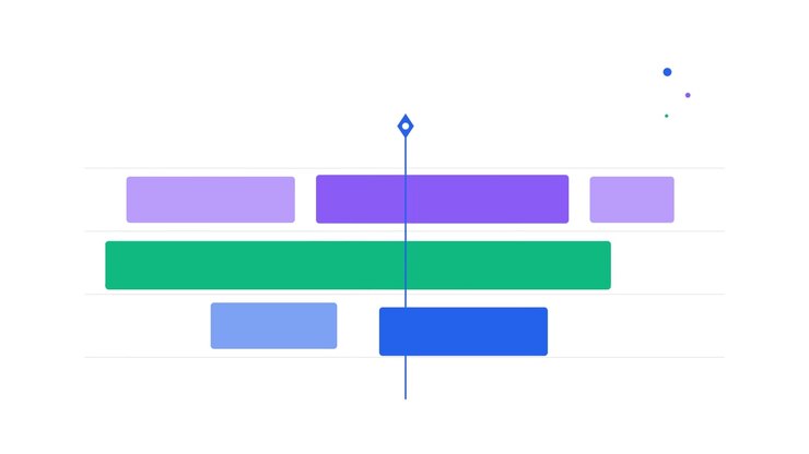 Digital Timeline Interface with Moving Playhead and Data Bars