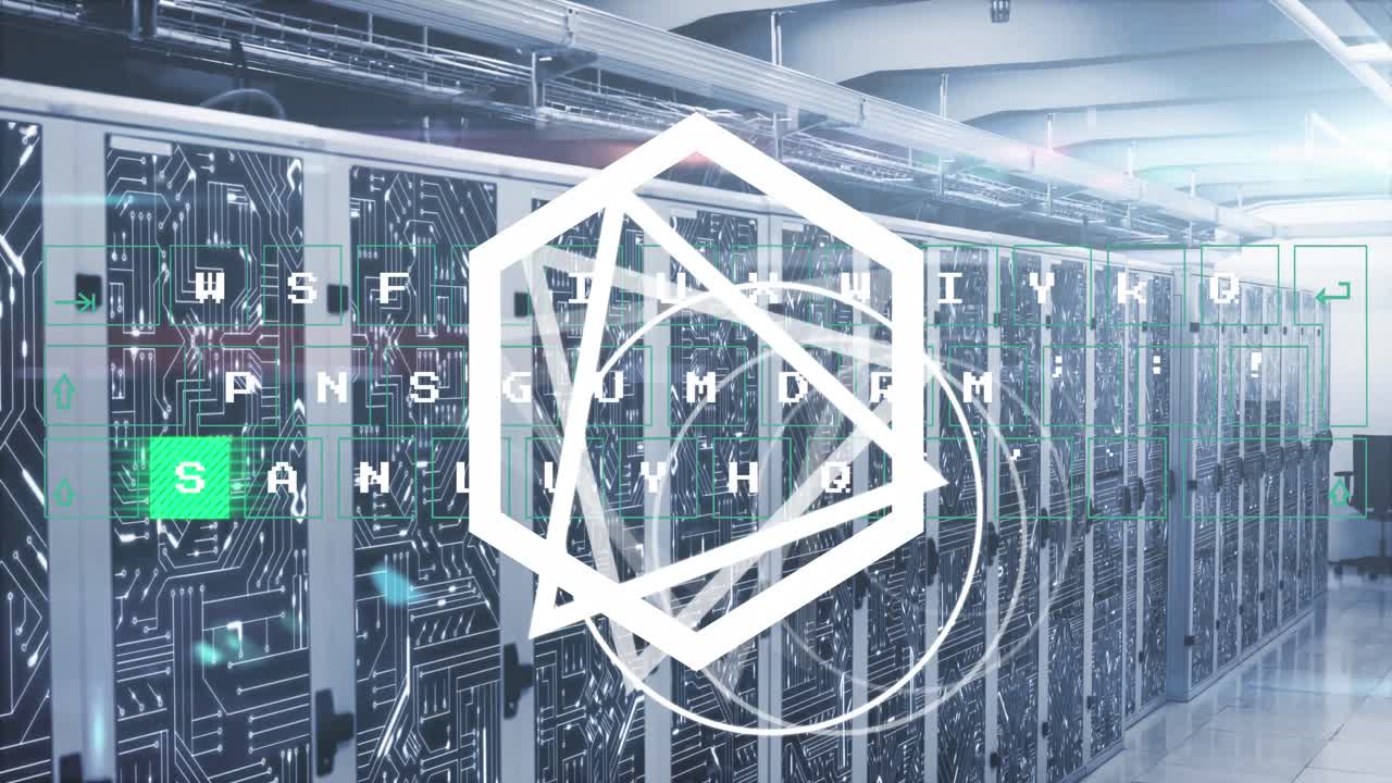 Animation of letters and data processing over computer servers