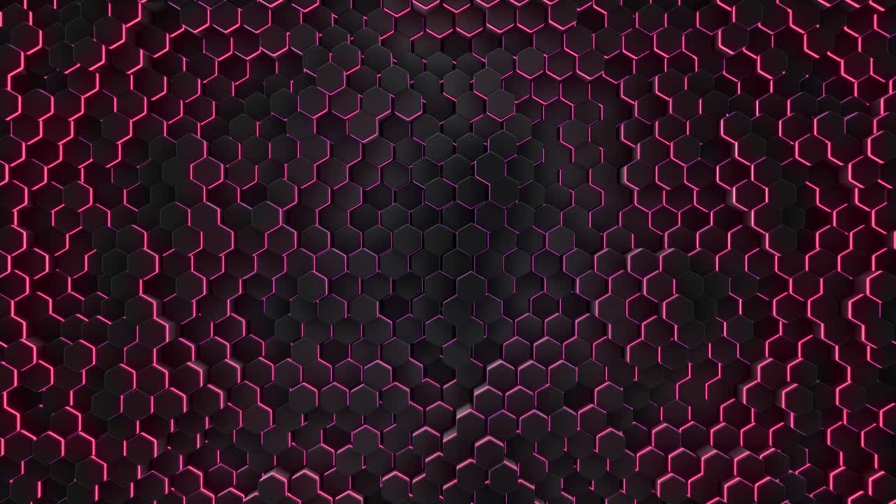 Abstract red hexagon with neon geometry background