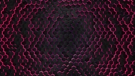 abstract red hexagon with neon geometry background