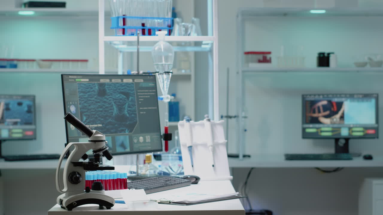 Laboratory with Microscope and Research Equipment