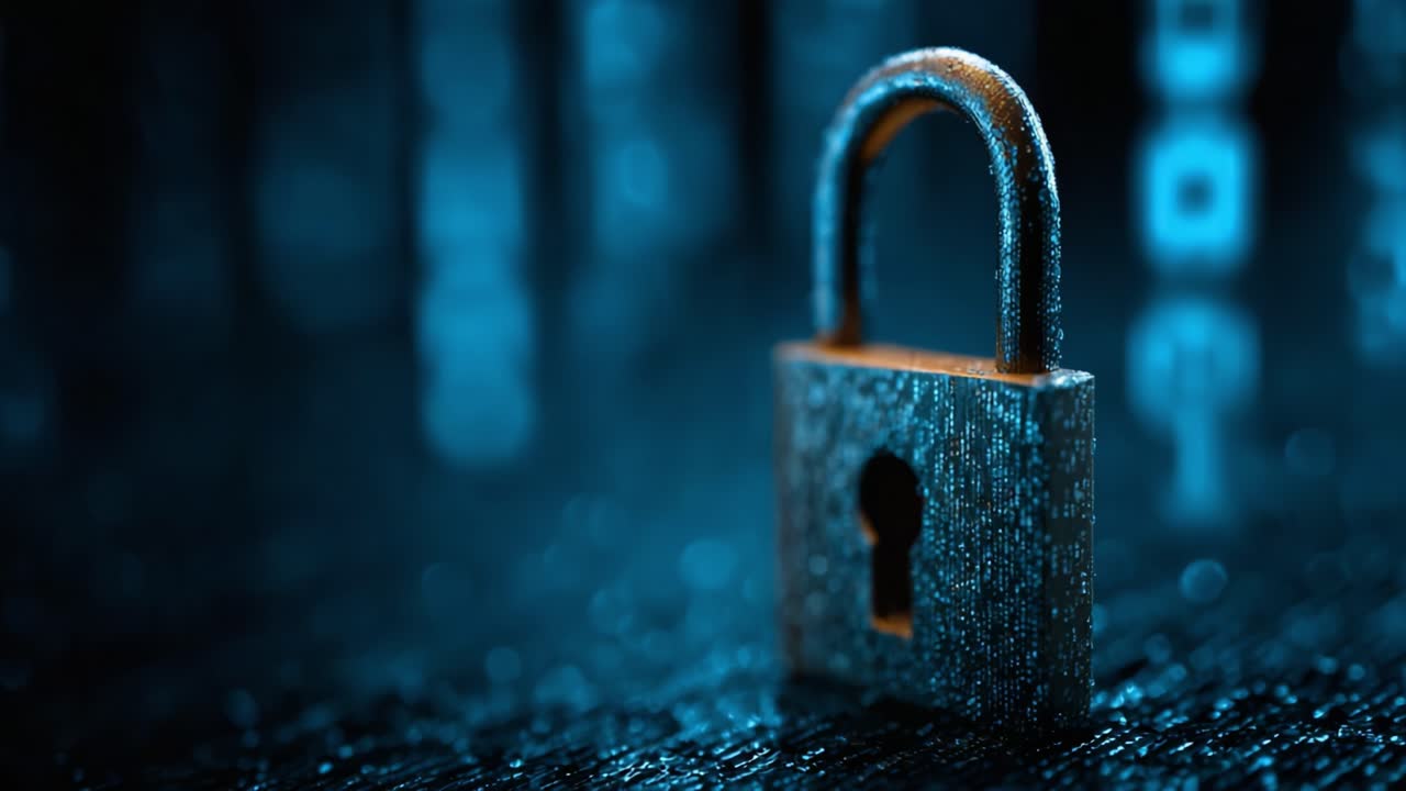 A Close-Up of a Vintage Padlock Surrounded by a Mystical Blue Background, Symbolizing Security and Protection in the Digital Age