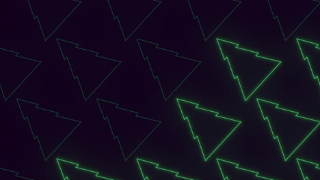 Mesmerizing green glow Christmas tree pattern on black background