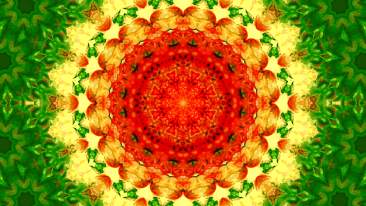 movimiento de caleidoscopio: círculos geométricos y formas de estrellas