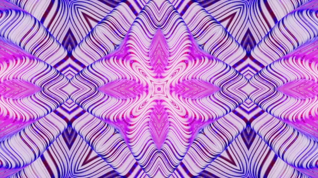Liquid wavy pattern like kaleidoscope with waves or mandala, multicolor gradient. 3D stylish abstract looped bg, wavy symmetrical structure of brilliant liquid. 4k trendy colorful fluid animation.
