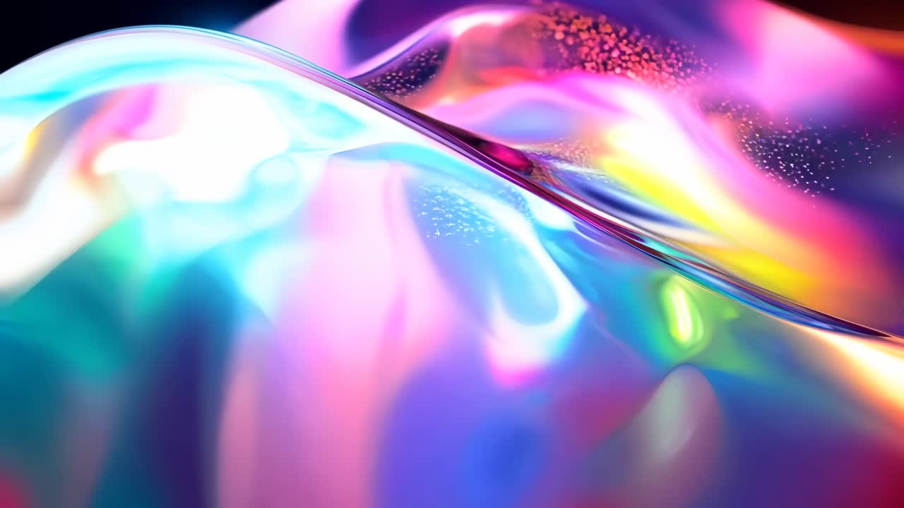 A colorful, abstract painting of a wave with a purple background. The painting is full of bright colors and has a dreamy, ethereal quality