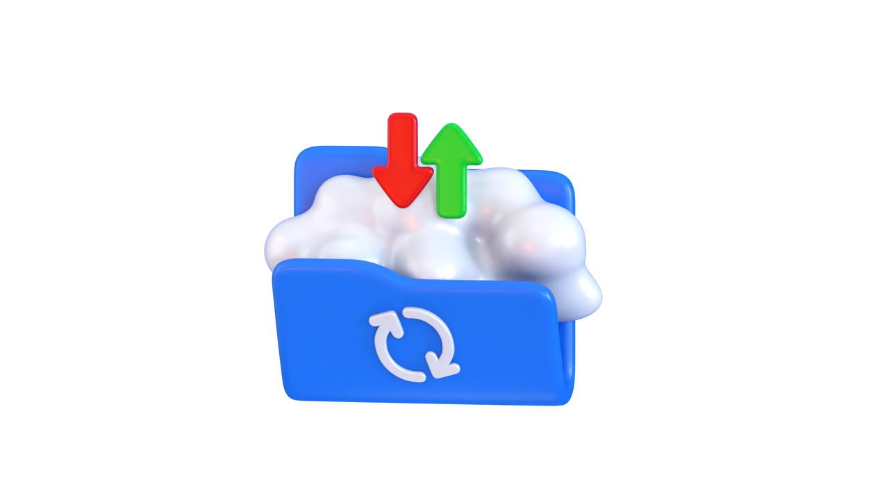 3D Icon of Cloud Folder with Syncing Arrows