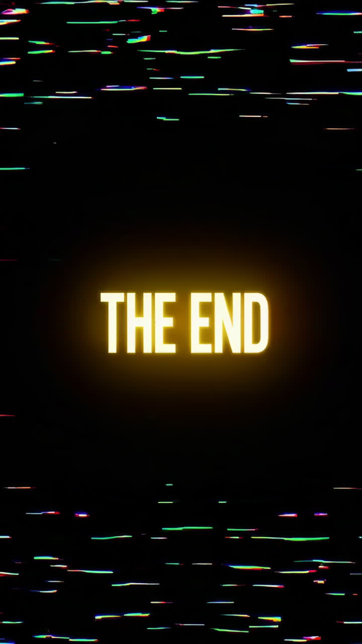 The End Glitch Text with Digital Noise Effect