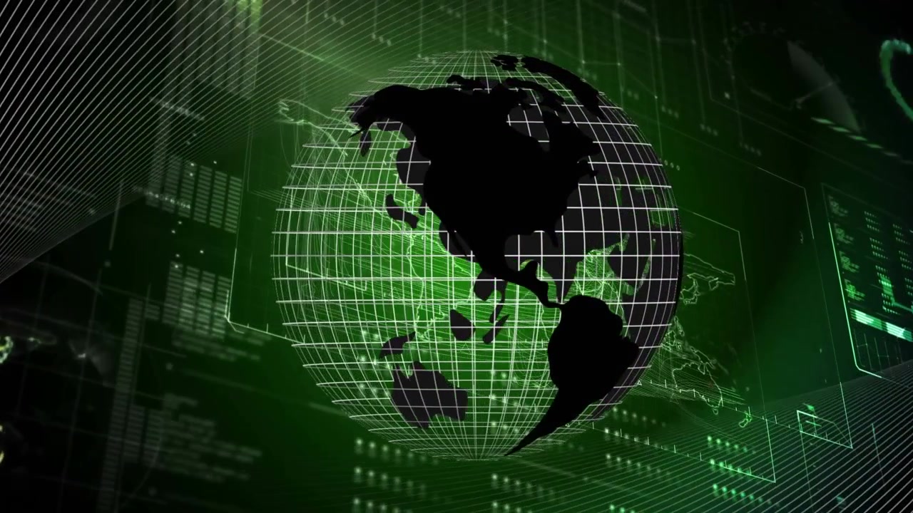 Digital Earth Globe Rotating with Futuristic Data Interface