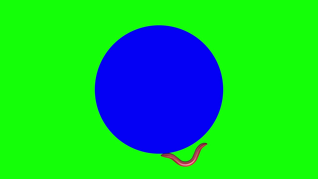 Worm on blue circle, looping 3D animation