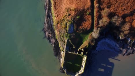 aerial view of old ruin structure 4k