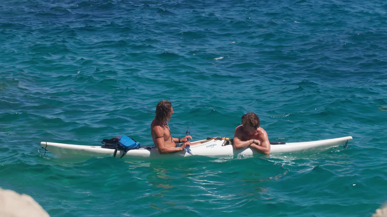 Two Men Kayaking in the Ocean