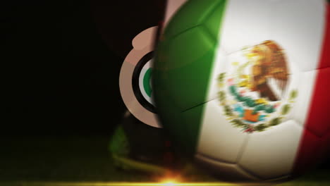 football player kicking mexico flag ball