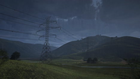 stormy landscape with power lines