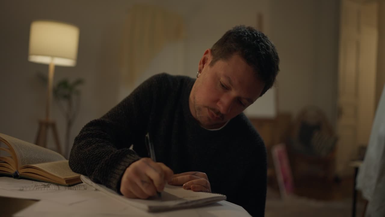 Man Writing in a Notebook