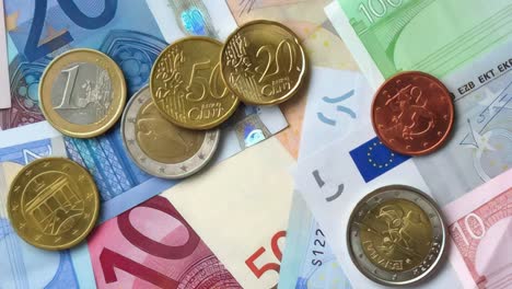 euro money bank notes and coins